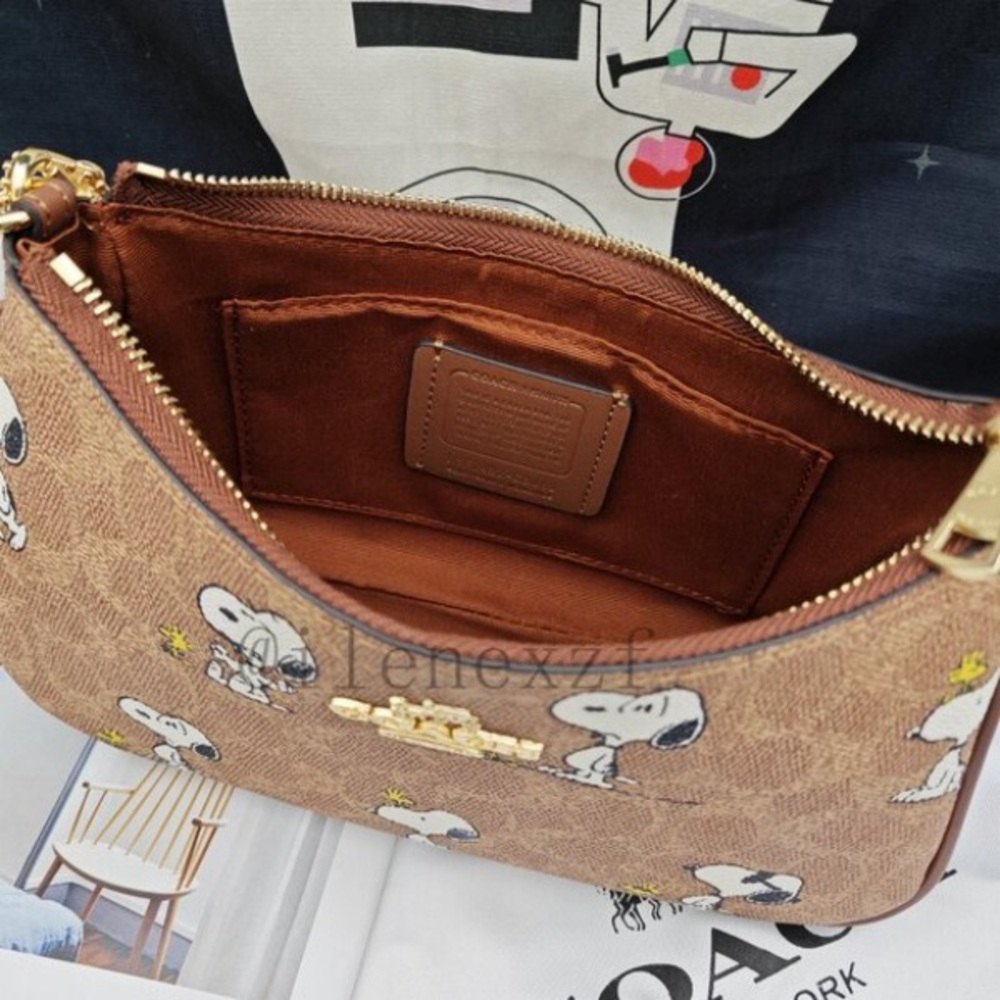 Coach Tan Snoopy Print Shoulder Bag - Picture 4 of 6
